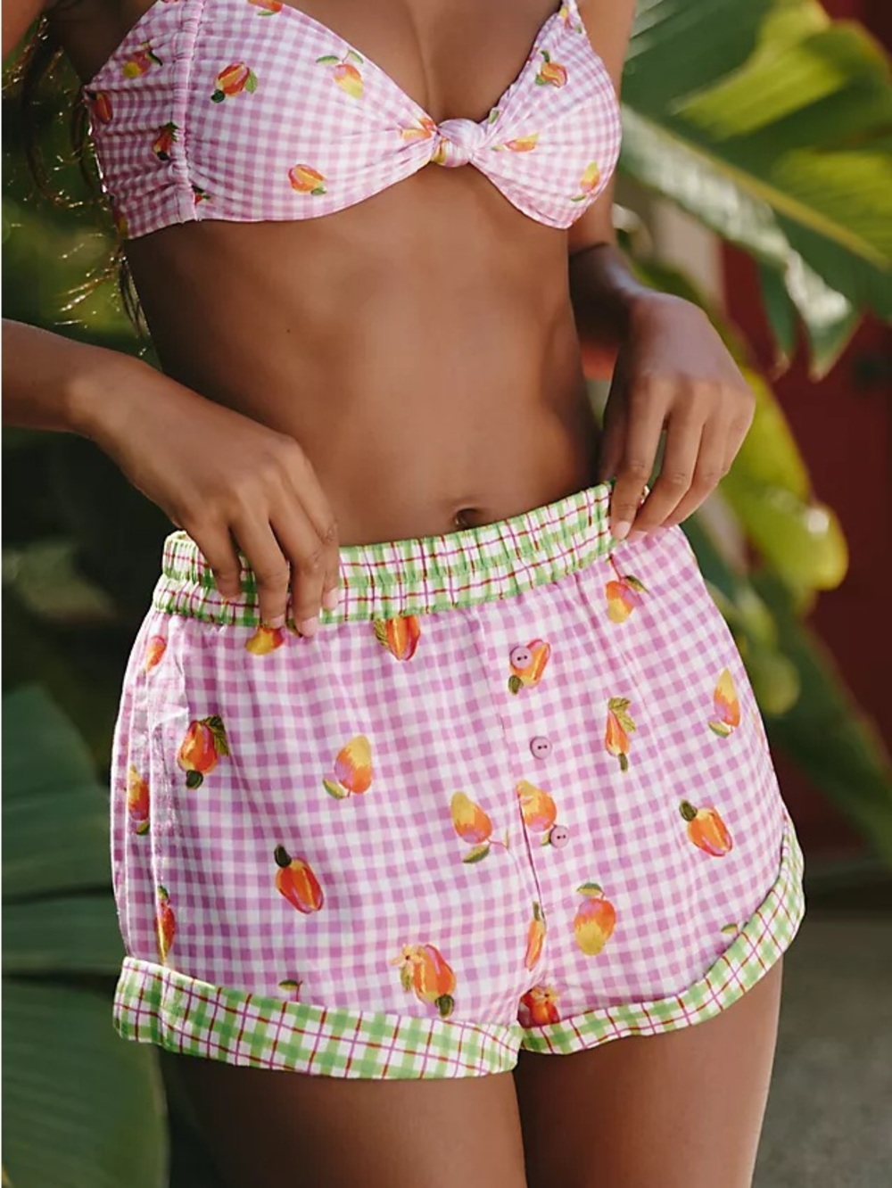 FARM RIO X ANTHROPOLOGIE PICNIC SHORTS New w tag! Pink Picnic Size: L GWP